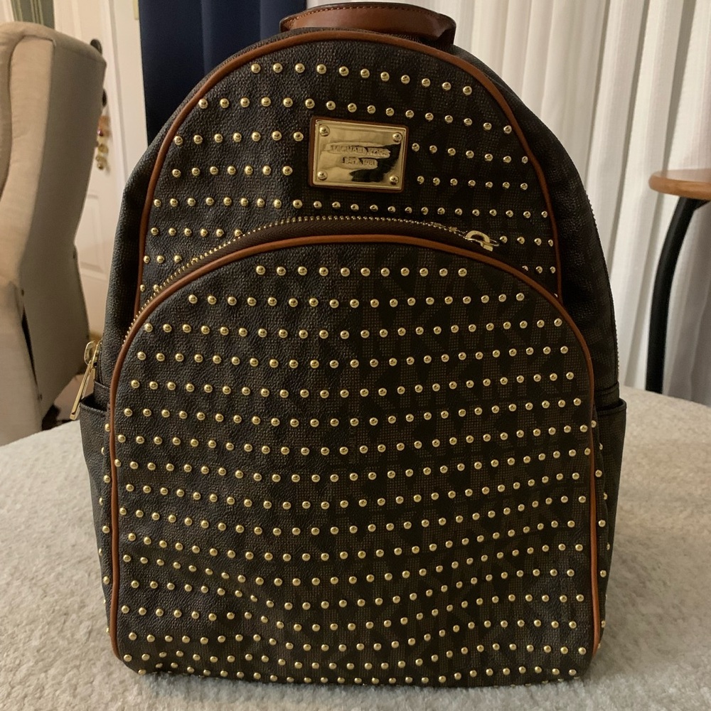 Michael Kors Black and Gold Studded Backpack